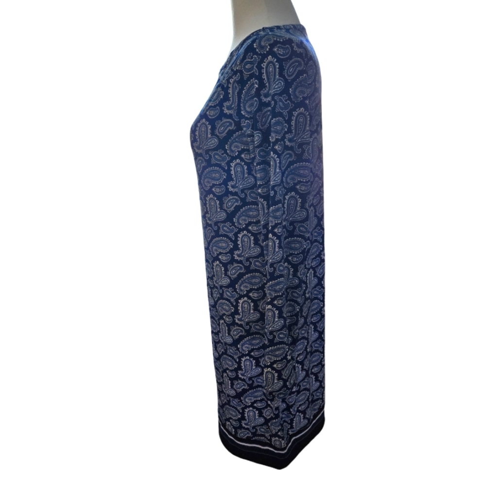 Michael Kors Paisley Print Shift Dress Stretch Navy Size Medium NWT - Picture 4 of 6